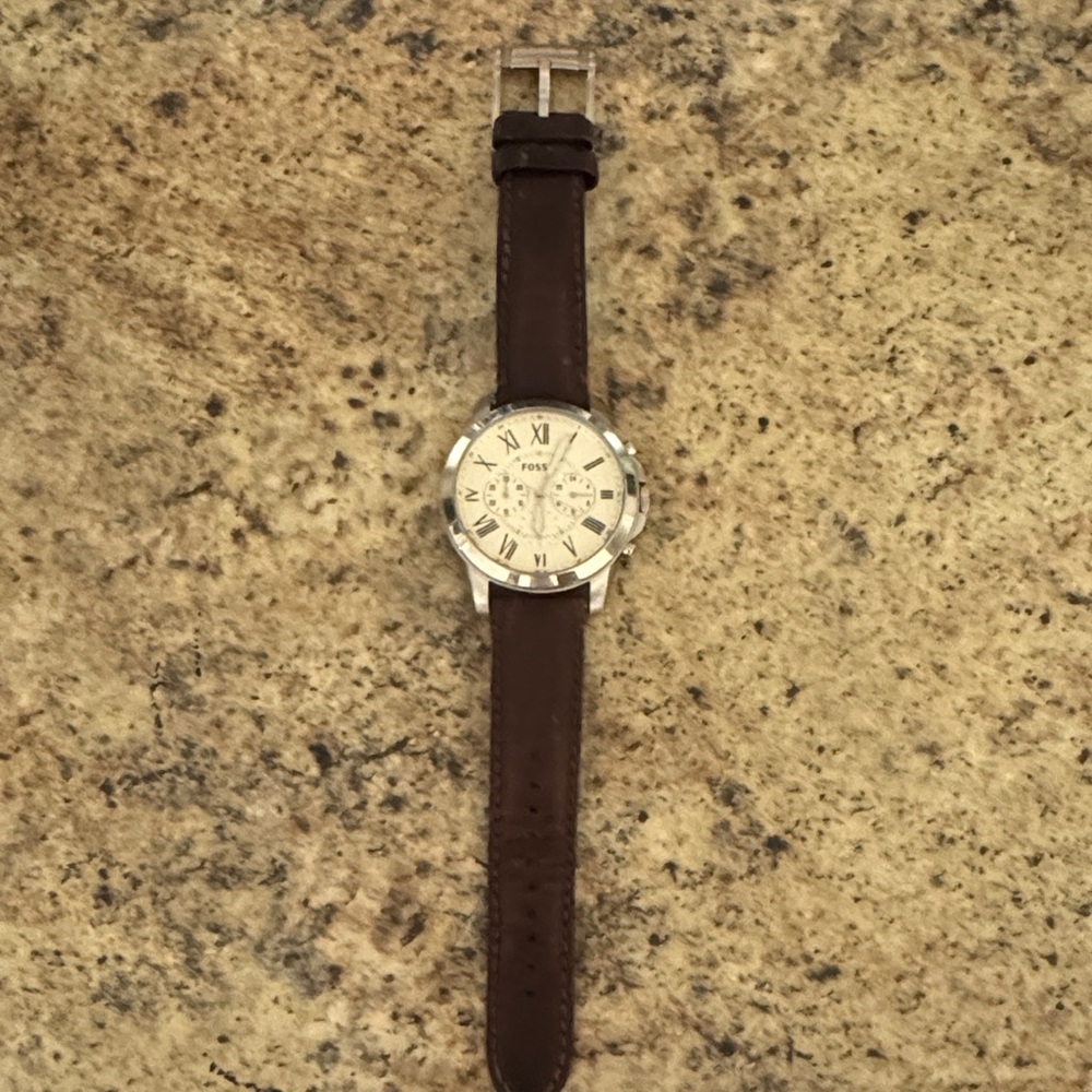 Fossil Brown Leather Men's Watch with Cream Dial